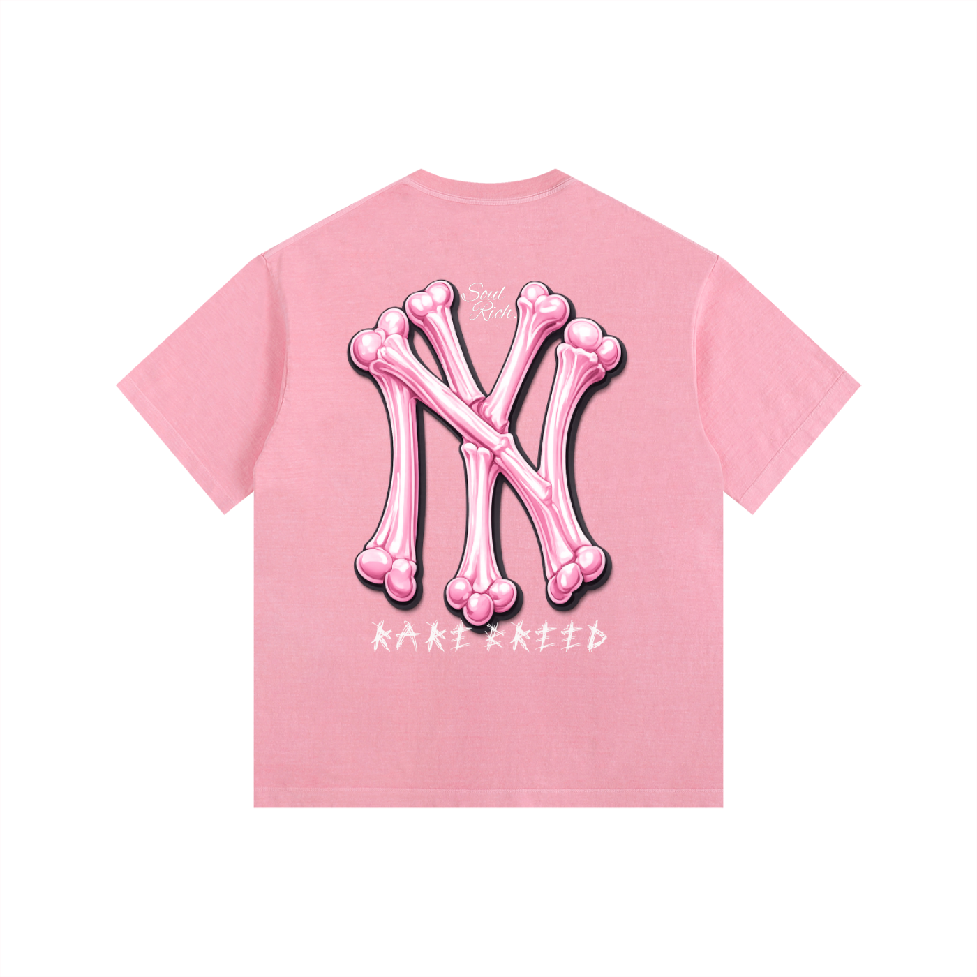 SOUL RICH Vintage Washed Oversized 100% Premium Cotton T-Shirt Pink,Gray