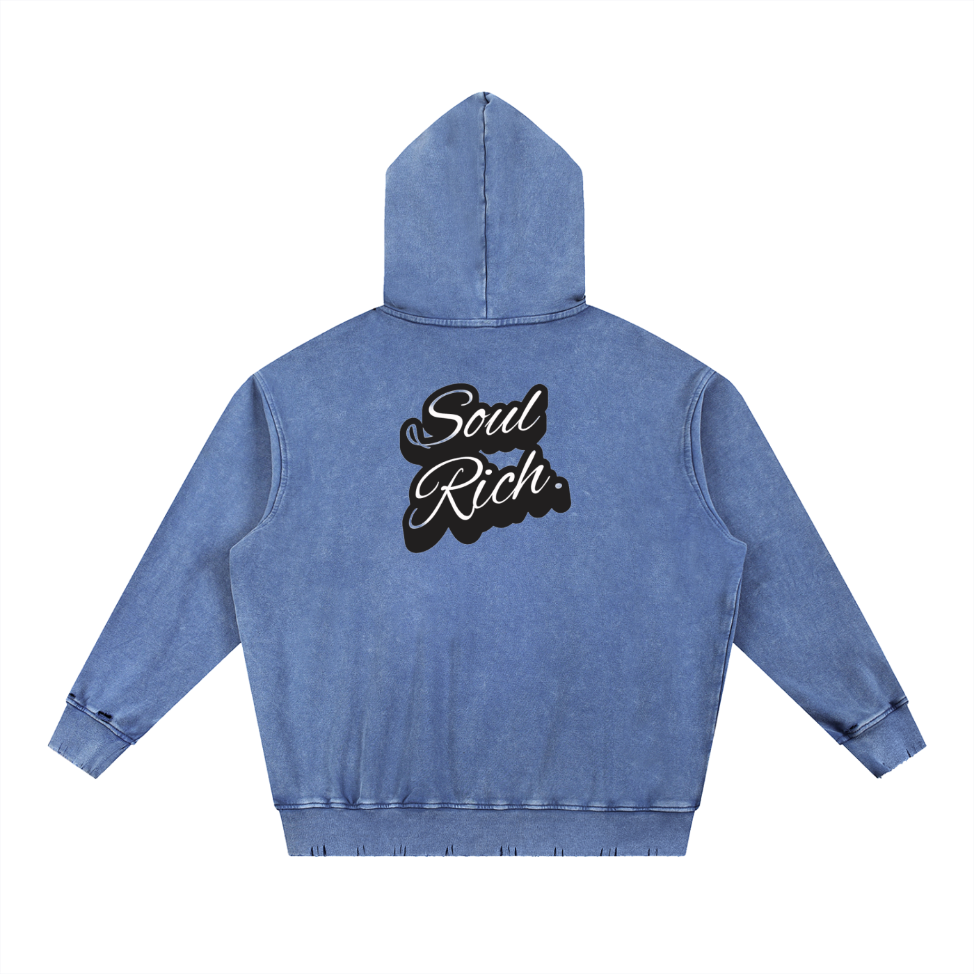 “Soul Rich Snow Wash Heavyweight Hoodie – Hand-Frayed Edition” (Limited Edition)