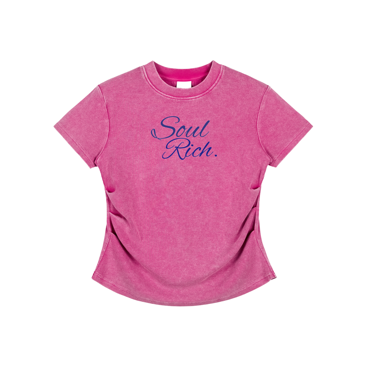 SOUL RICH “ ROSE RED Vintaged-Wash Bodycon Cotton T-Shirt” California Edition Women’s