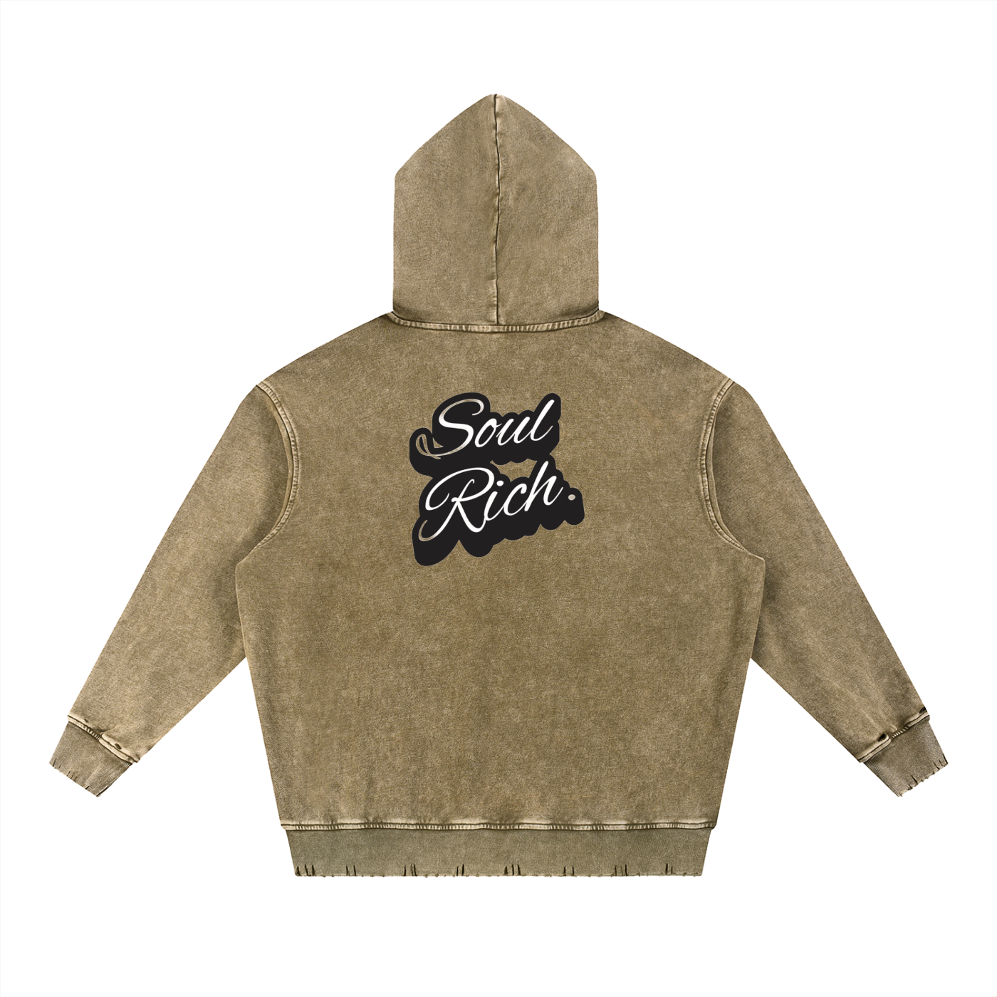 “Soul Rich Snow Wash Heavyweight Hoodie – Hand-Frayed Edition” (Limited Edition)