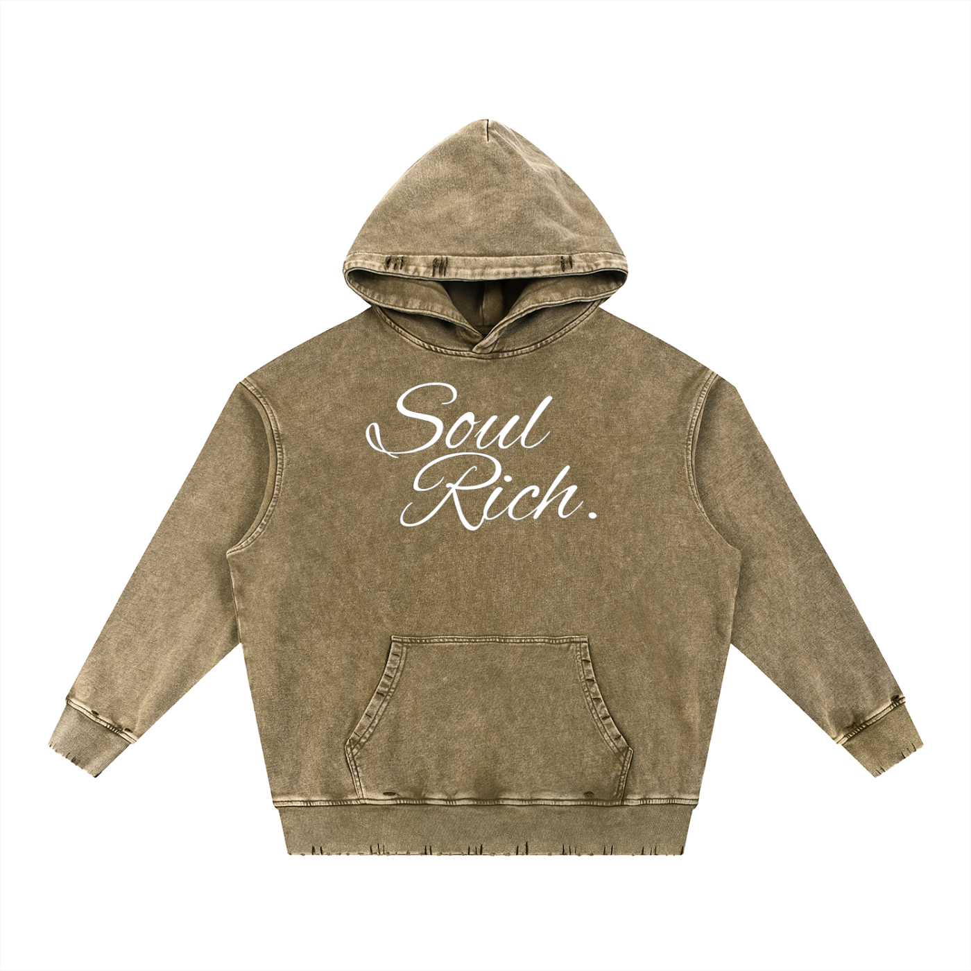 “Soul Rich Snow Wash Heavyweight Hoodie – Hand-Frayed Edition” (Limited Edition)