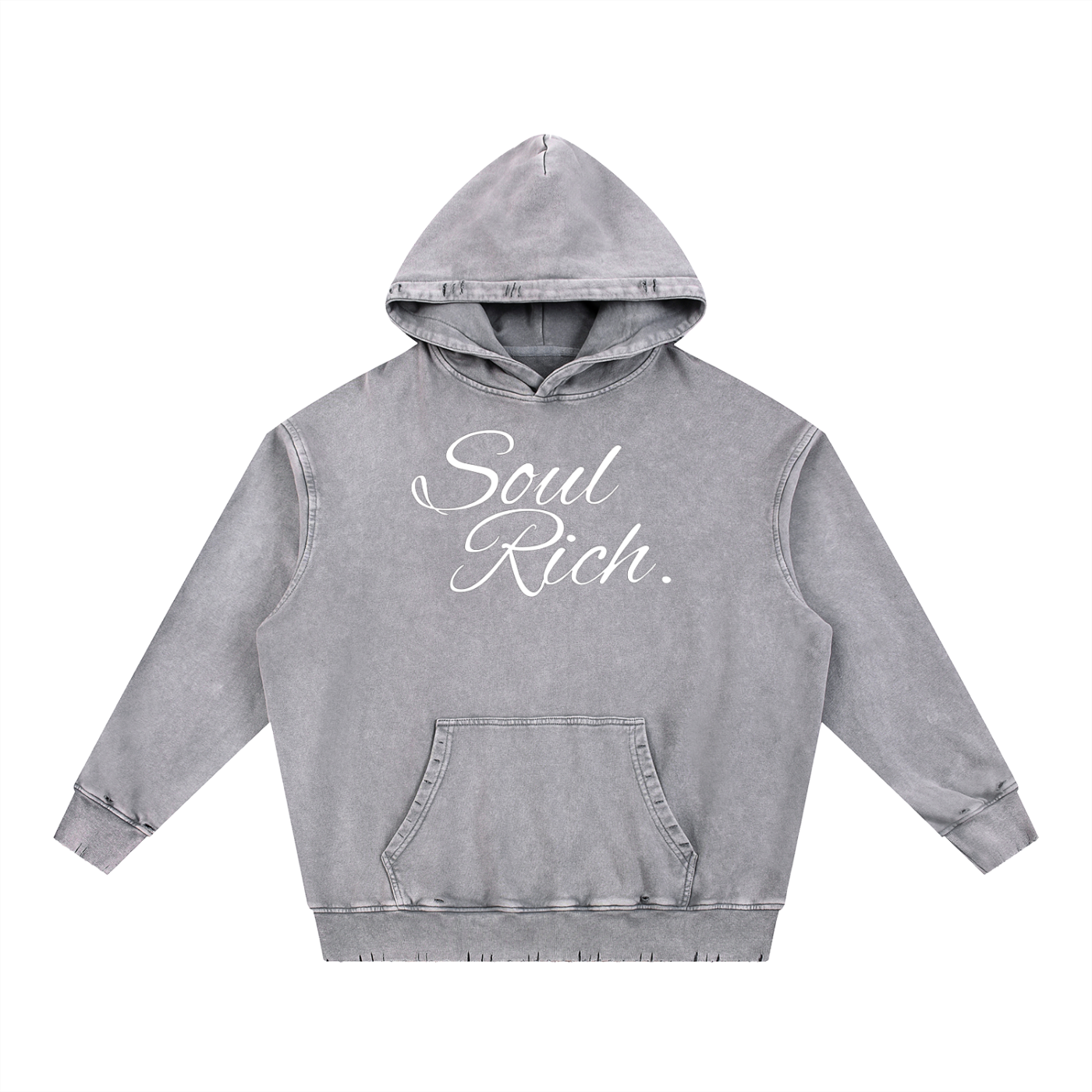 “Soul Rich Snow Wash Heavyweight Hoodie – Hand-Frayed Edition” (Limited Edition)