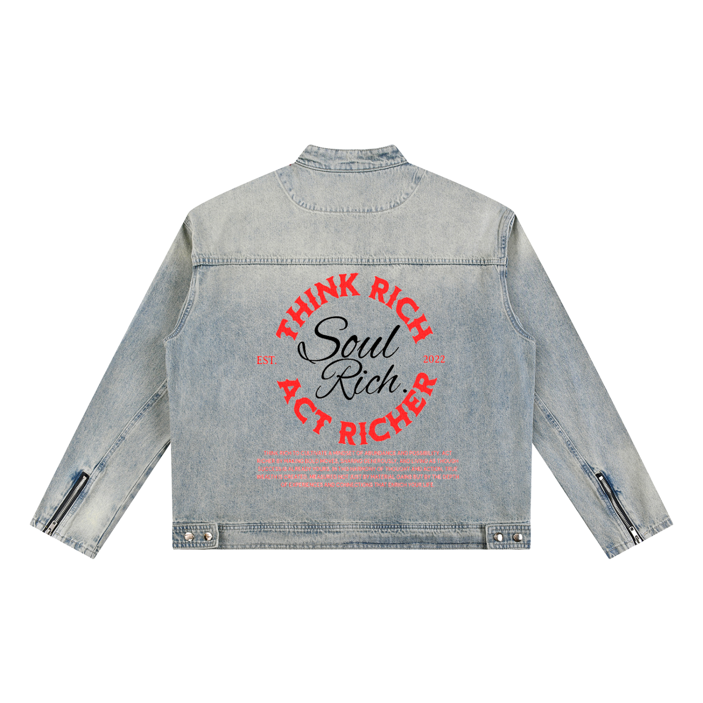SOUL RICH Vintage Wash Zip Denim Jacket