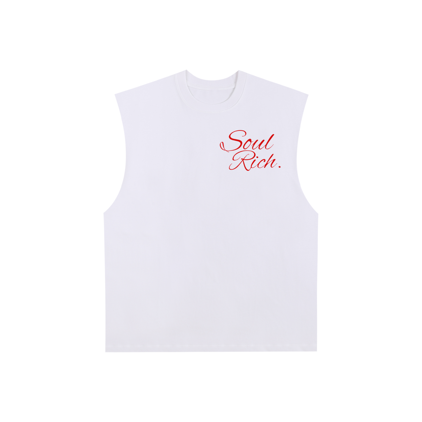 SOUL RICH “Raw Edge Cotton White Tank Top”