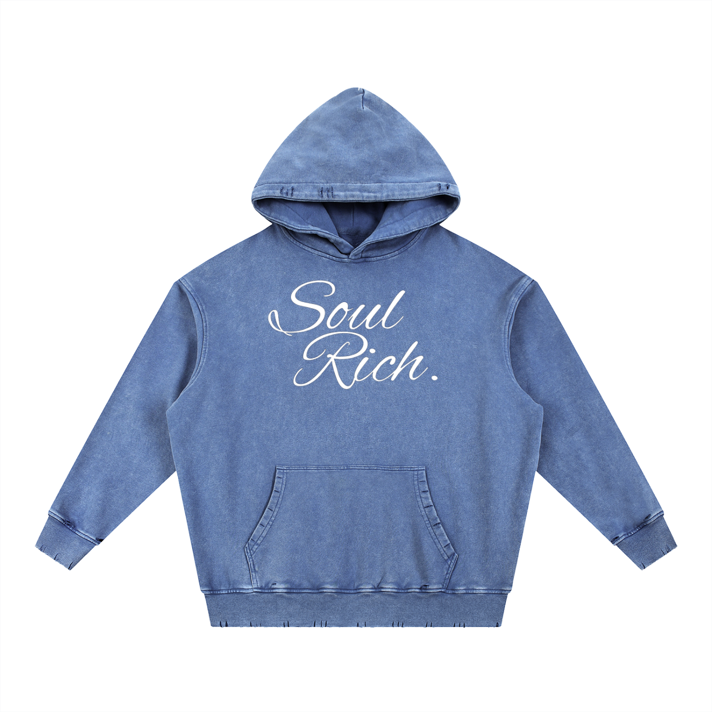 “Soul Rich Snow Wash Heavyweight Hoodie – Hand-Frayed Edition” (Limited Edition)