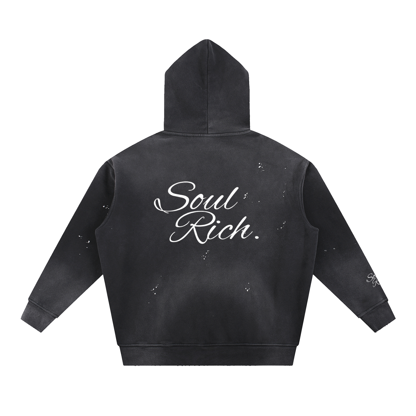 SOUL RICH I Am A Millionaire Vintage Washed Frayed Fleece Hoodie
