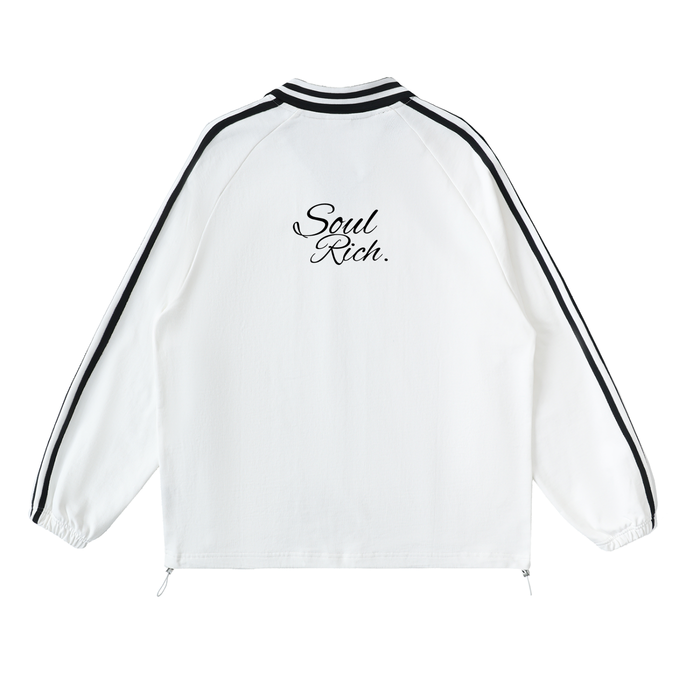 White Soul Rich “Sport Club Contrast Striped Lapel Collar Sweatshirt” (Limited Edition)