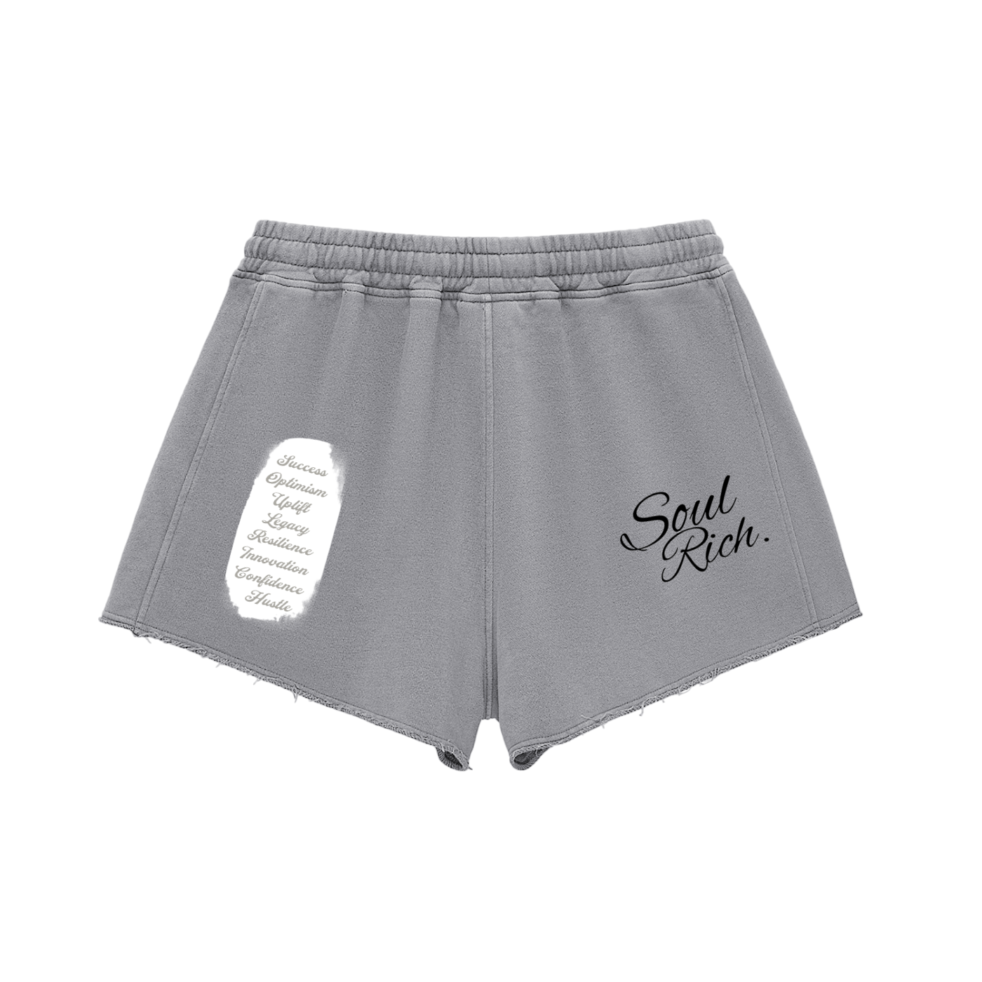 SOUL RICH “Women’s Snow Washed Raw Edge Drawstring Shorts”