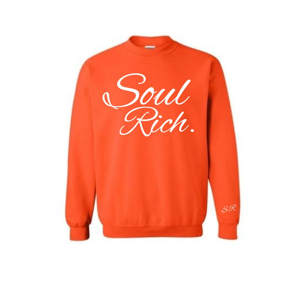 SOUL RICH “ORANGE CREW NECK SWEAT SHIRT”