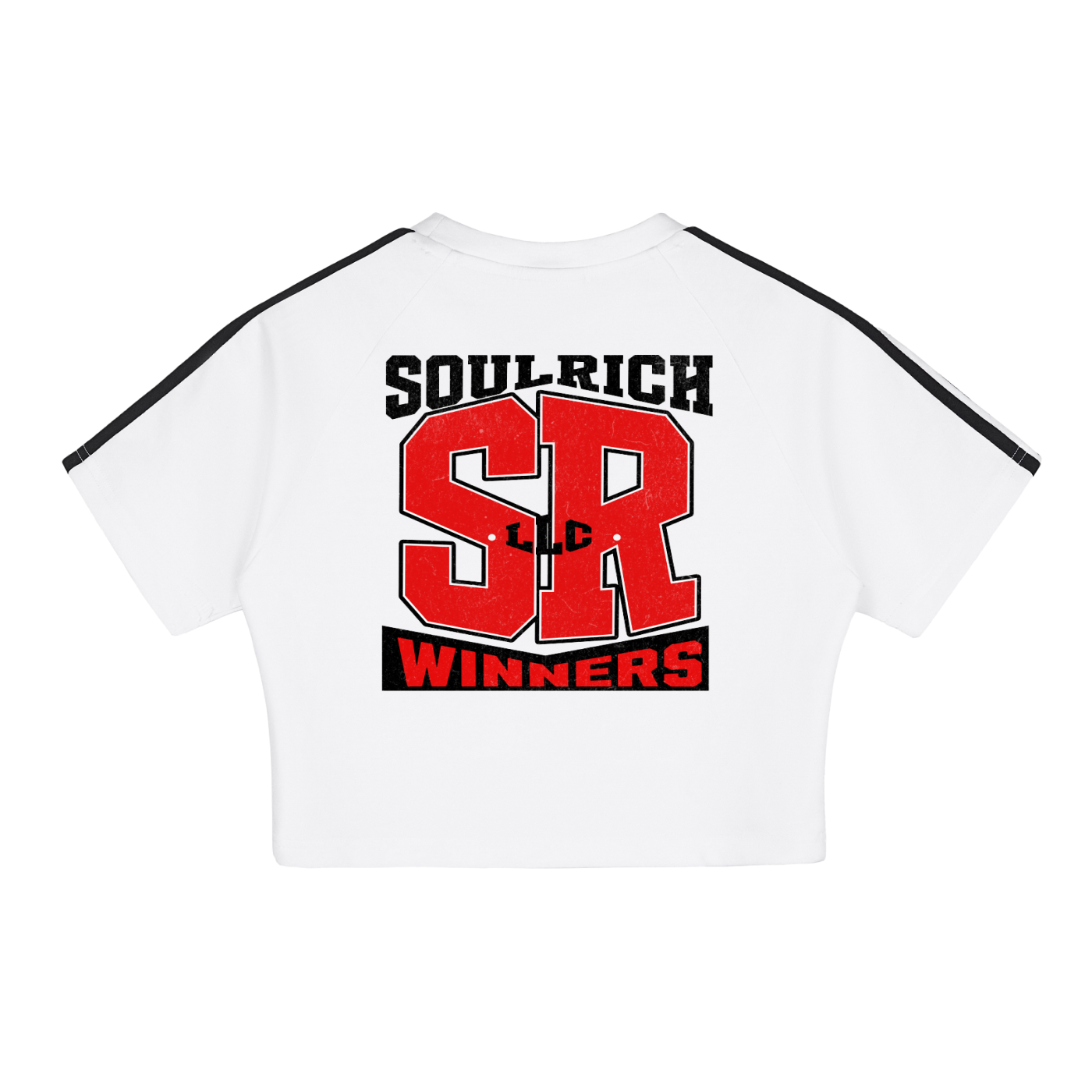 SOUL RICH “Taped Cooling Performance Women’s Crop Top” (Black&White) “Winners”