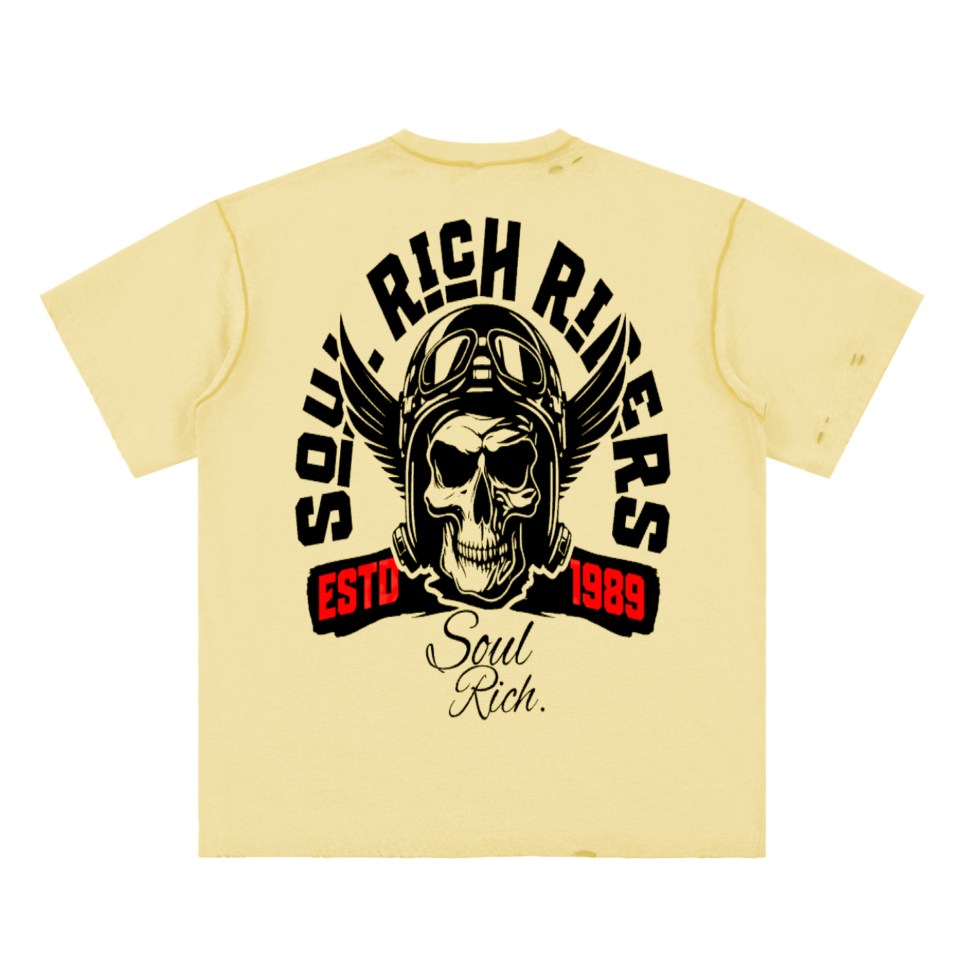 SOUL RICH ”Yellow Vintage Hand-Frayed T-shirt” Limited Edition