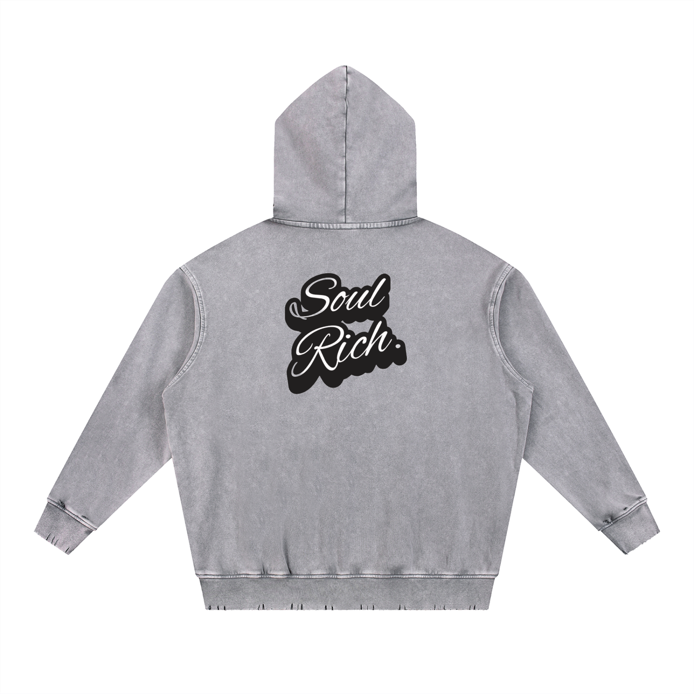 “Soul Rich Snow Wash Heavyweight Hoodie – Hand-Frayed Edition” (Limited Edition)