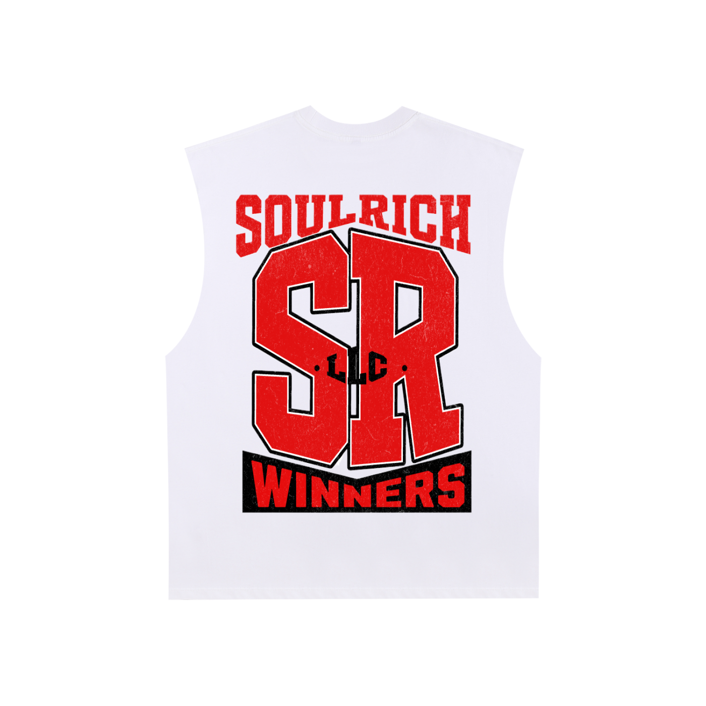 SOUL RICH “Raw Edge Cotton White Tank Top”