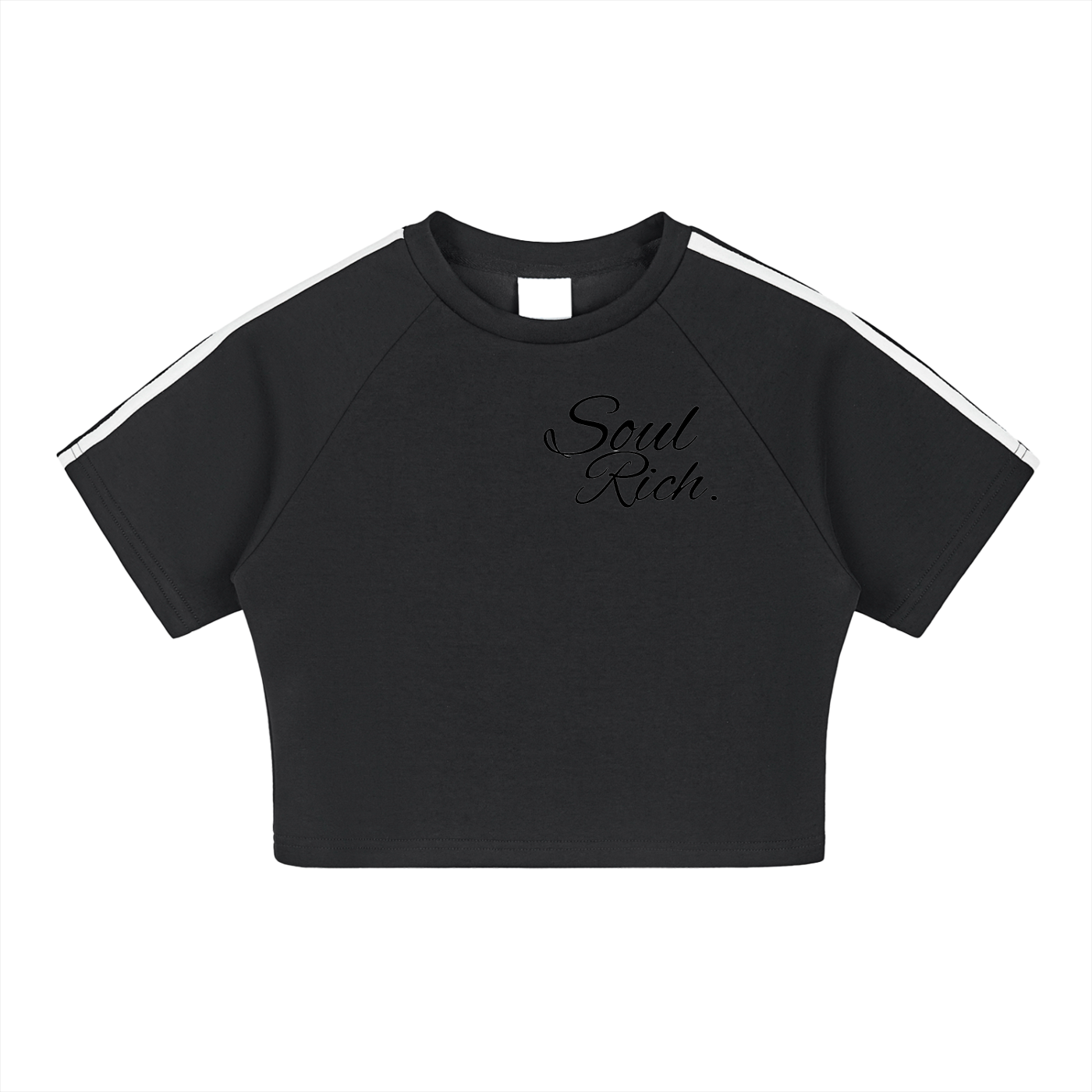 SOUL RICH “Taped Cooling Performance Women’s Crop Top” (Black&White) “Winners”