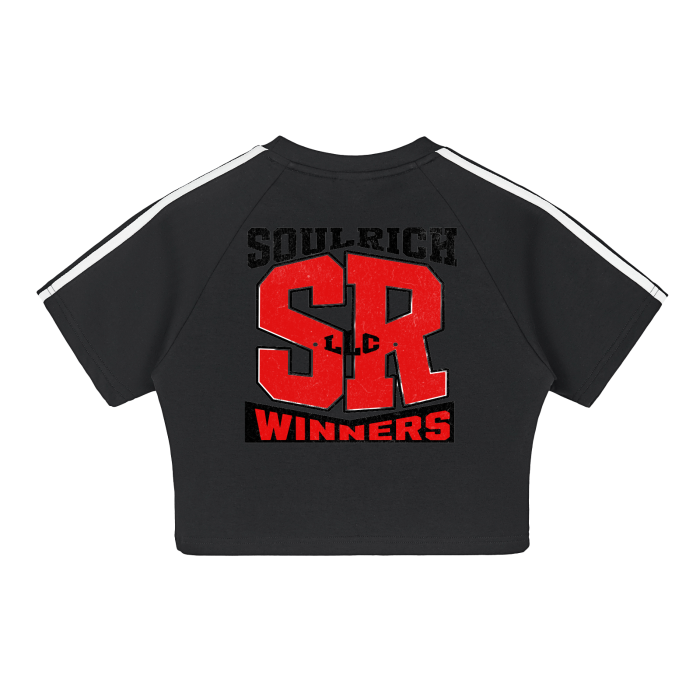 SOUL RICH “Taped Cooling Performance Women’s Crop Top” (Black&White) “Winners”