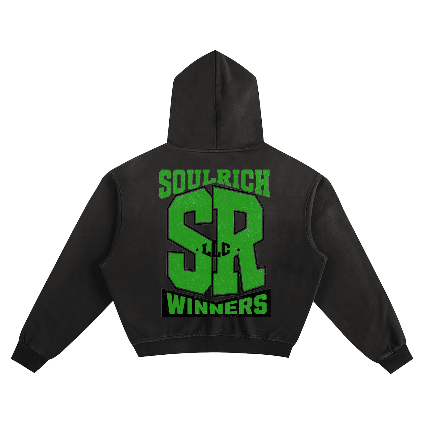 SOUL RICH “Black And Green Sunfade Boxy Hoodie” Limited edition