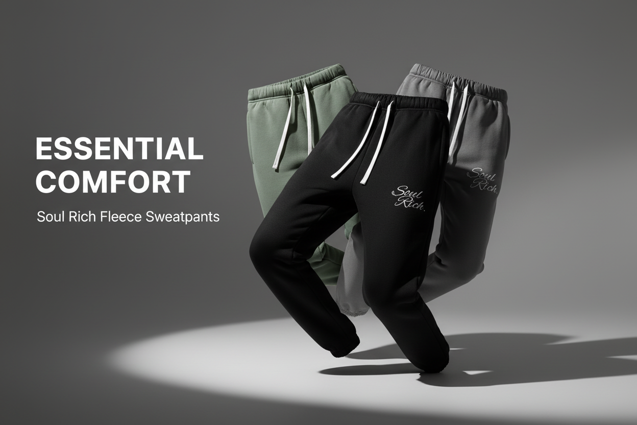 Soul Rich Essential Fleece Sweatpants Homepage Banner