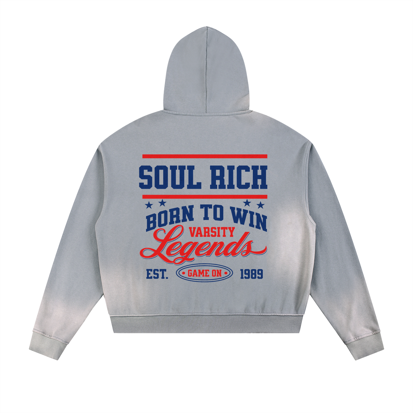 SOUL RICH “Sun Fade Frayed Raw Edge Fleece Zip Hoodie” Limited Edition