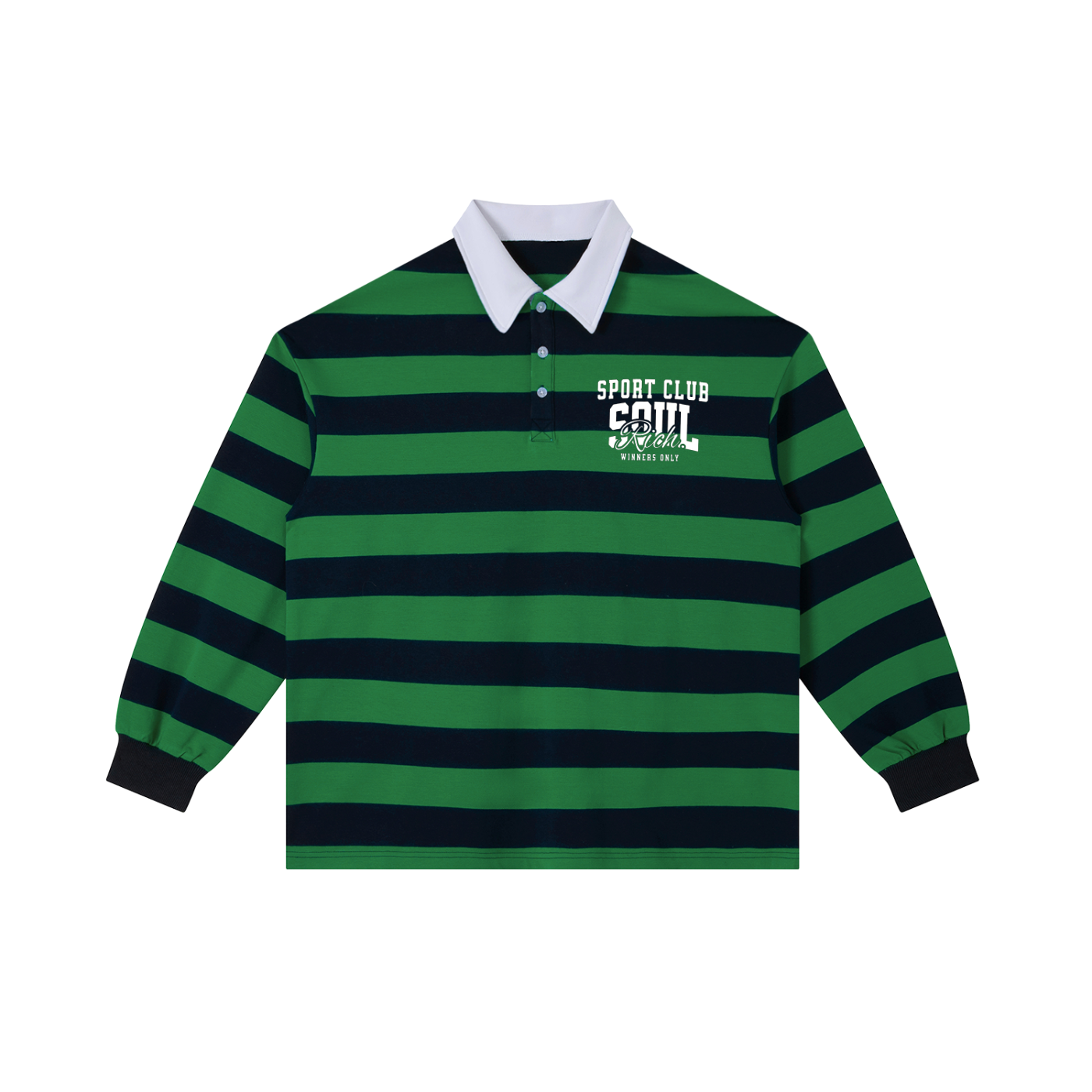 SOUL RICH Rugby Color Block Stripe Polo Shirt