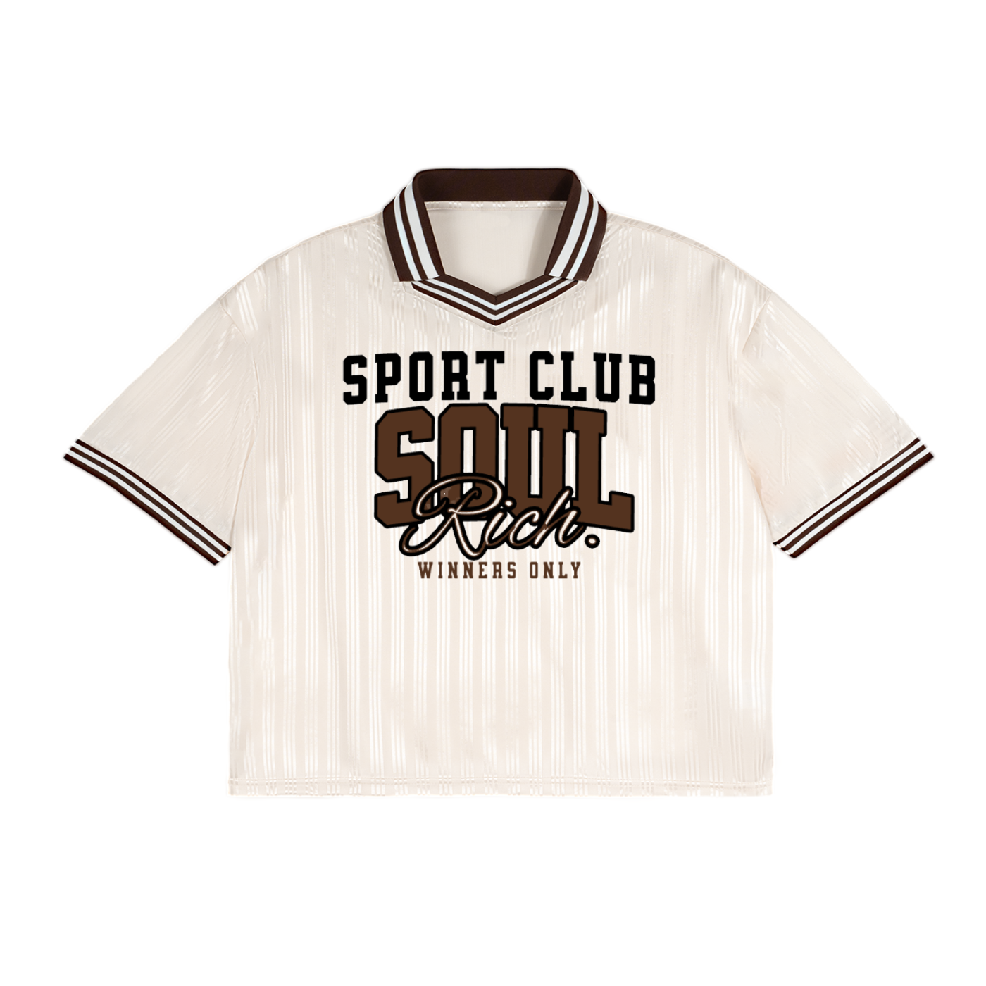 Soul Rich Sport Club “Contrast Stripes Brown Polo Collar T-Shirt” Limited Edition