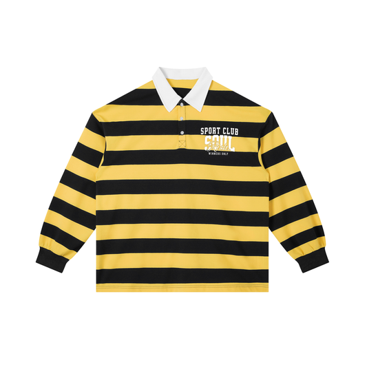 SOUL RICH Rugby Color Block Stripe Polo Shirt