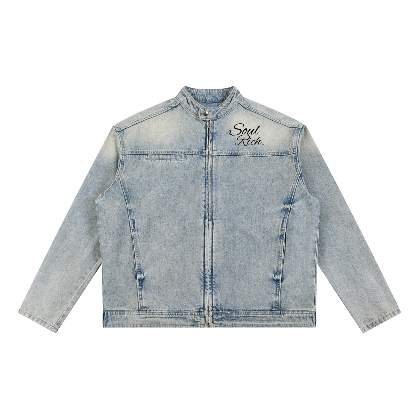 SOUL RICH Vintage Wash Zip Denim Jacket