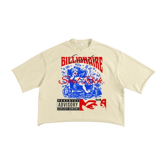 “Cupid’s Billionaire” 1995 Soul Rich Luxury French Terry T-Shirt (White & Apricot) – Limited Edition (Unisex)