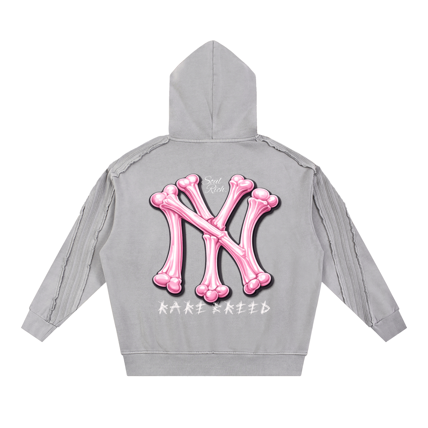 SOUL RICH Snow Washed Tape Raw Edge Hoodie LIMITED EDITION 100% Premium Cotton