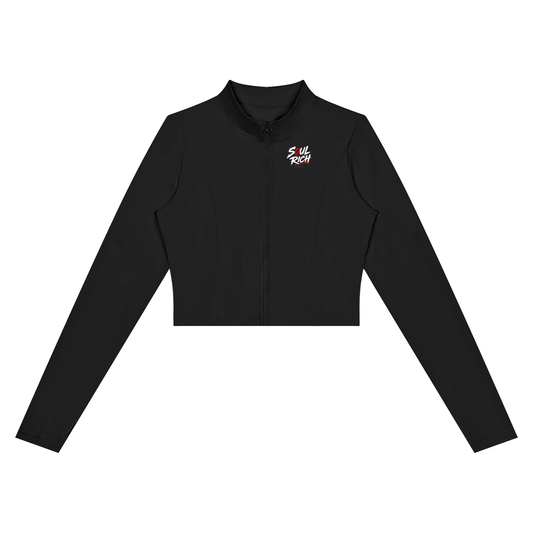 SOUL RICH Black Women’s Cropped Yoga Jacket & Pants Set