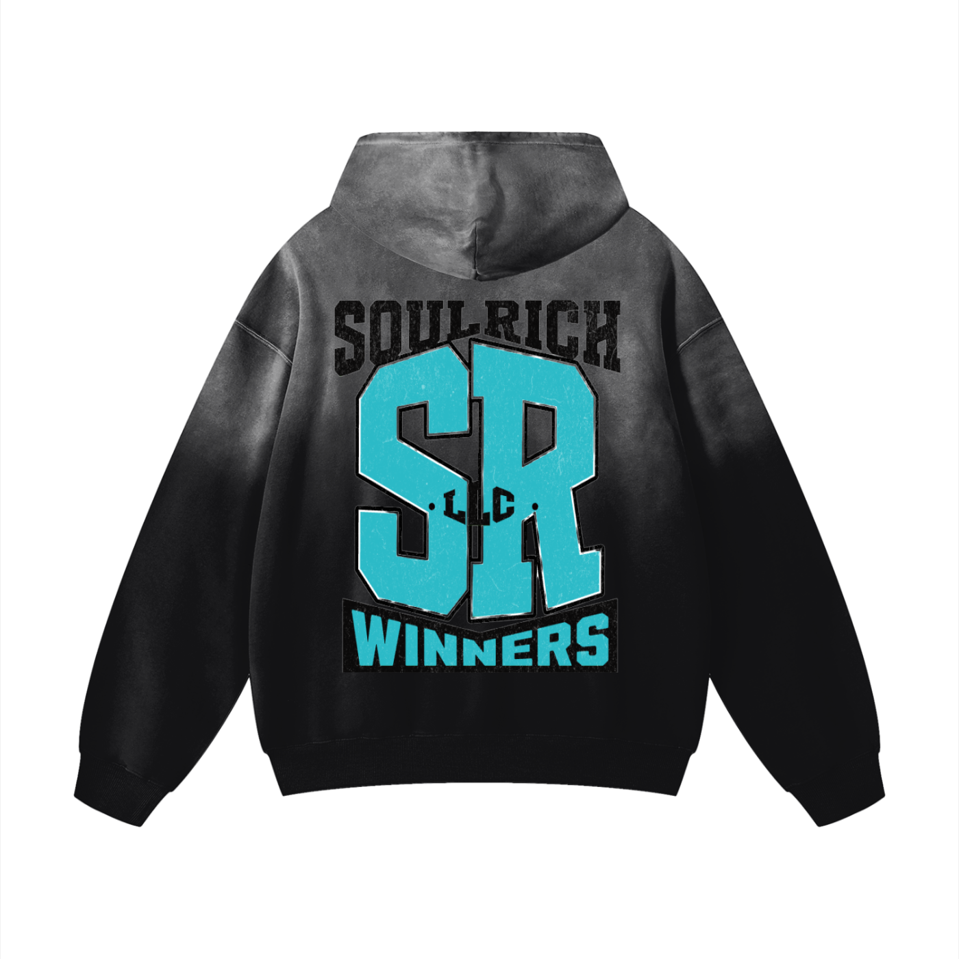 Soul Rich “Black Sport club Heavyweight Sunfade Oversized Hoodie” Limited Edition