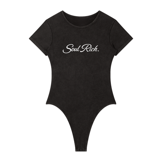 SOUL RICH Women's Mineral Wash Crewneck Bodysuit