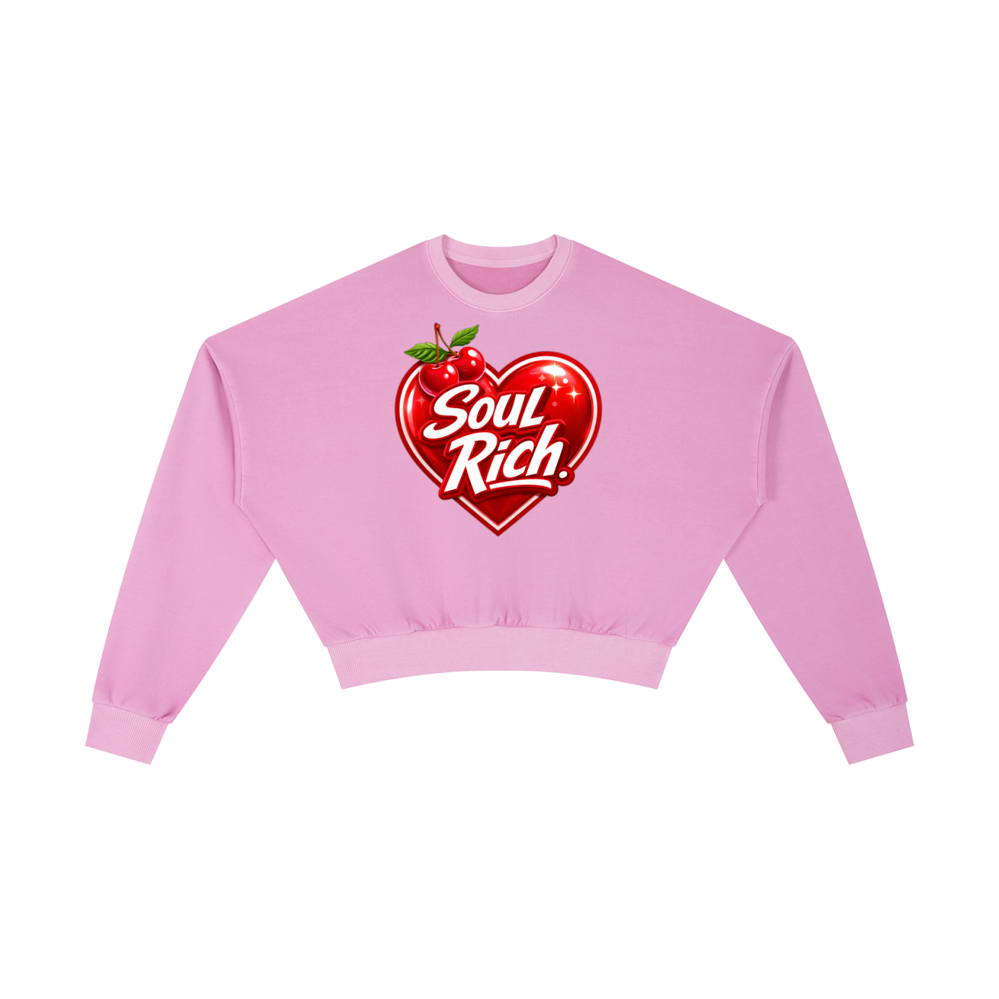 SOUL RICH Womens Valentines Vintage Washed Cropped Sweatshirt