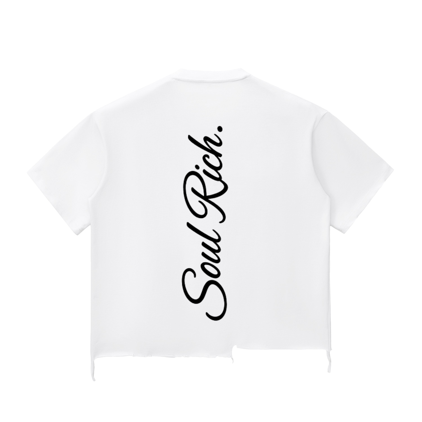 SOUL RICH Snow Wash Raw-Hem Boxy T-Shirt – Washed White