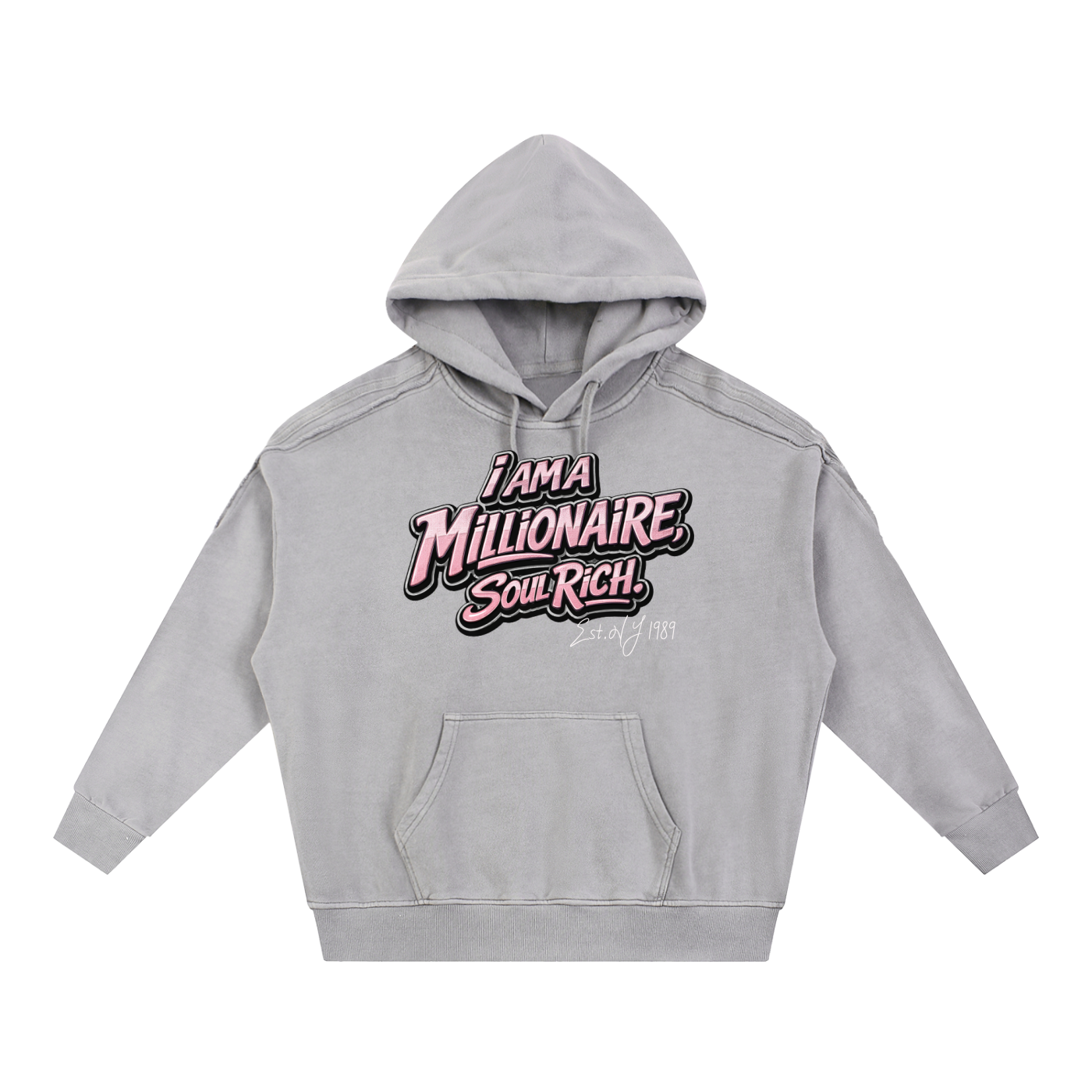 SOUL RICH Snow Washed Tape Raw Edge Hoodie LIMITED EDITION 100% Premium Cotton