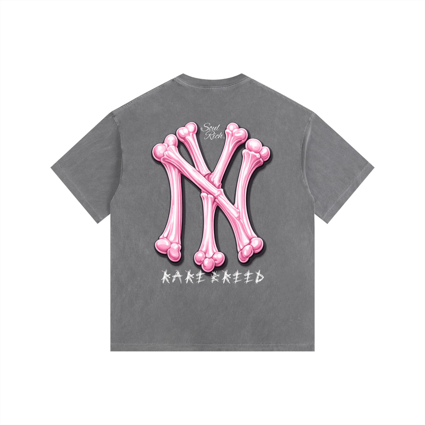 SOUL RICH Vintage Washed Oversized 100% Premium Cotton T-Shirt Pink,Gray