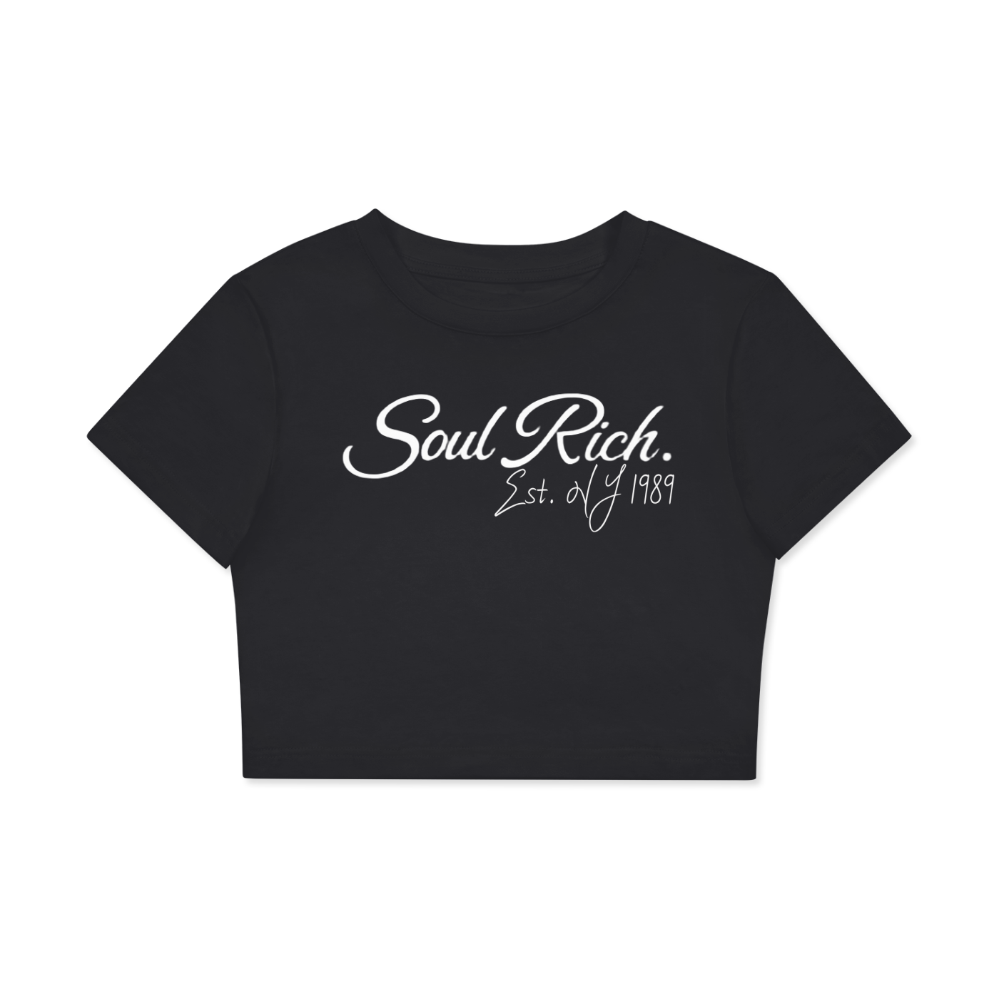 Soul Rich Fitted Black Crop Cotton T-Shirt - Women's