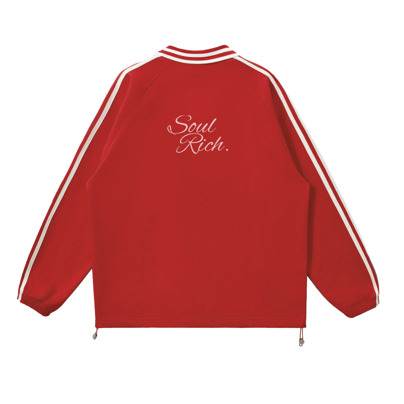 NEW Soul Rich Red Sport Club “Rugby Contrast Striped Lapel Collar Sweatshirt” Limited Edition