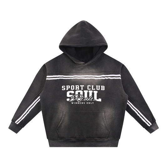 SOUL RICH Sun Fade Contrast Tape Fleece Hoodie - Limited Edition