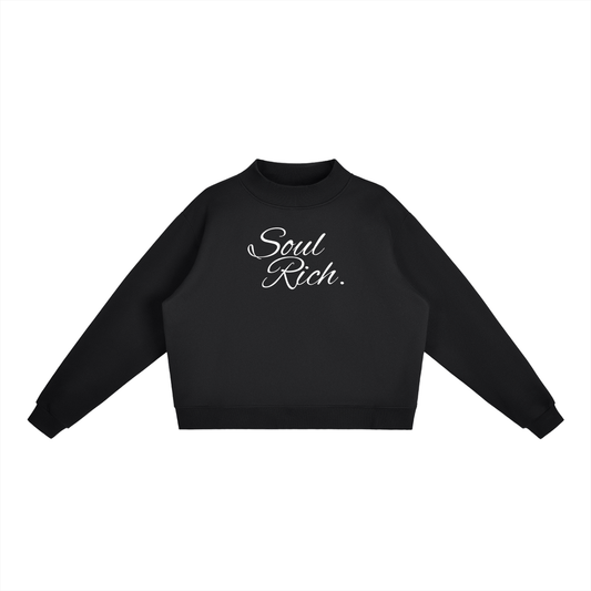 SOUL RICH  Women's Essential Fleece Mock-Neck Crew Sweatshirt