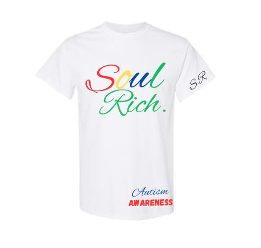 WHITE SOUL RICH LLC AUTISM AWARENESS LUXURY LIMITED EDITION T-SHIRT