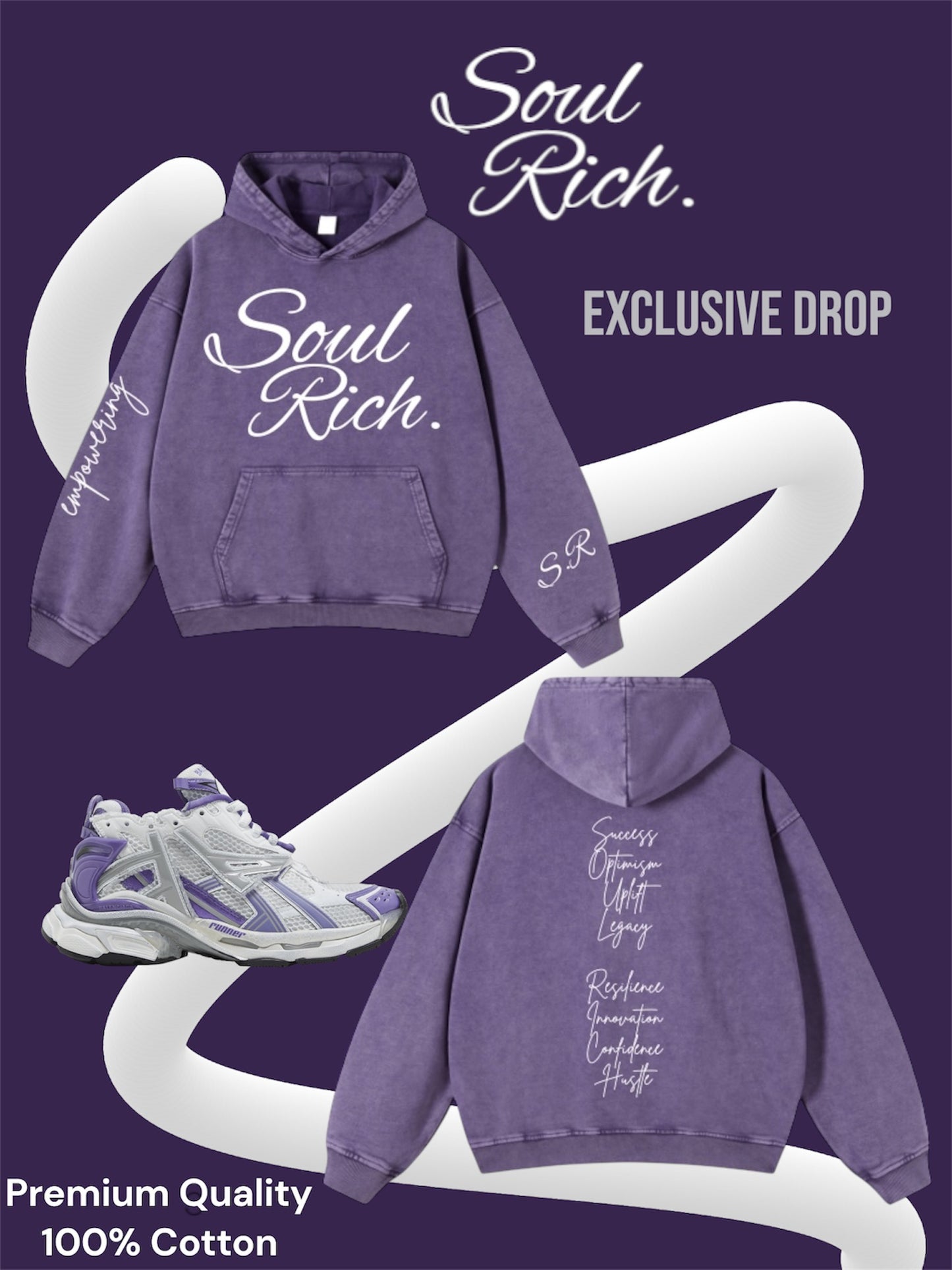 Purple And White Acid Washed Premium Hoodie (Limited Edition)