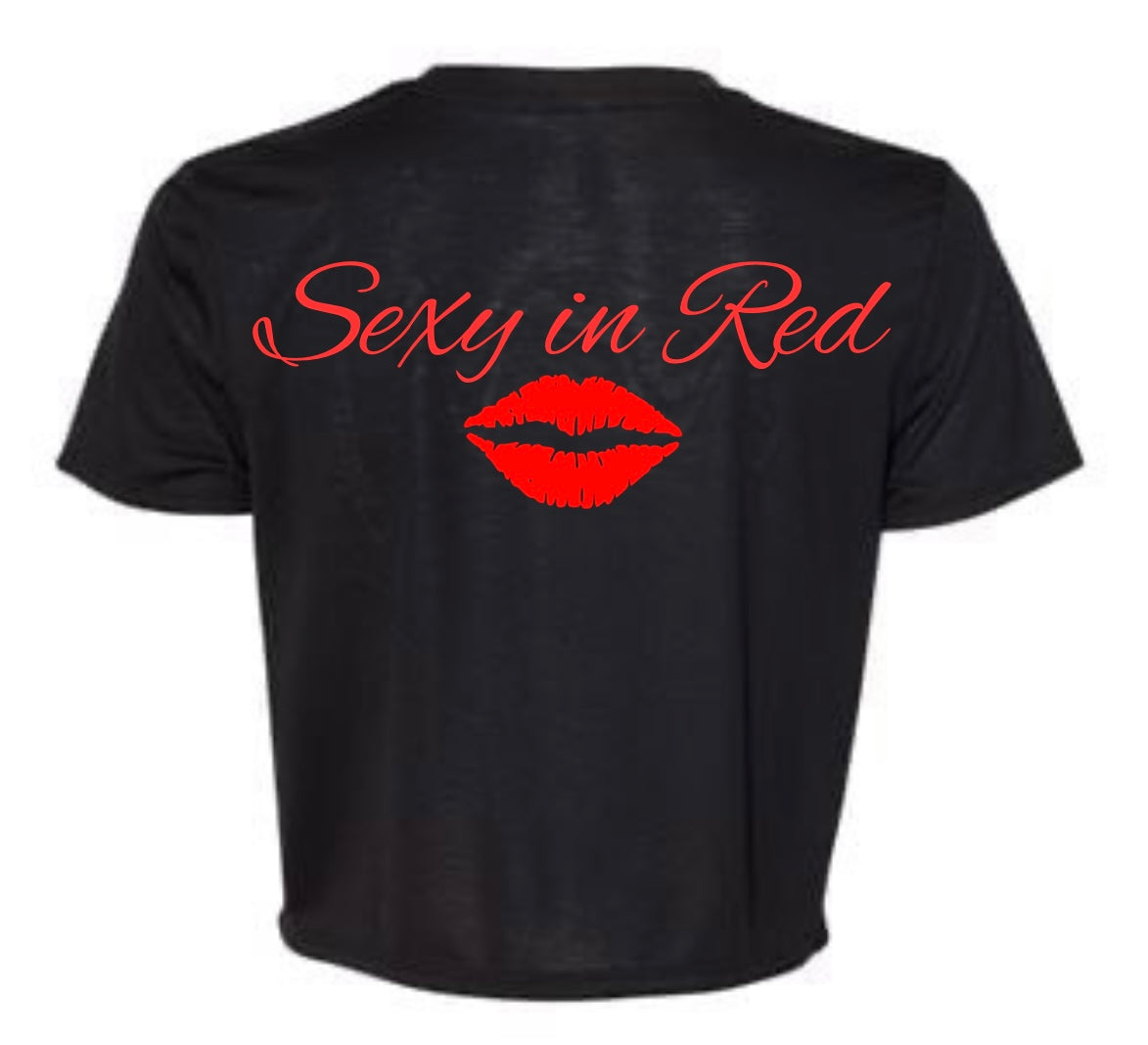 Black And Red  WOMENS CROPPED TOP T-Shirt