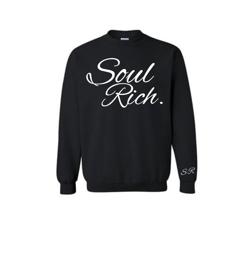 THE FAMOUS SOUL RICH LLC BLACK CREW NECK SWEAT SHIRT