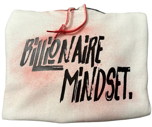 WHITE,BLACK AND RED CUSTOM BILLIONAIRE MINDSET HOODIE (Limited Edition)