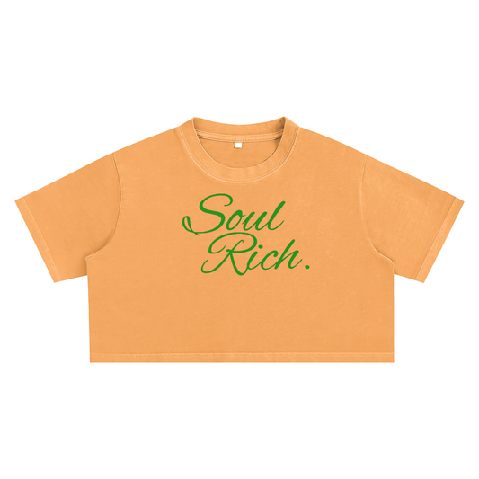 SOUL RICH “Snow Washed Orange Crop Top” Women’s