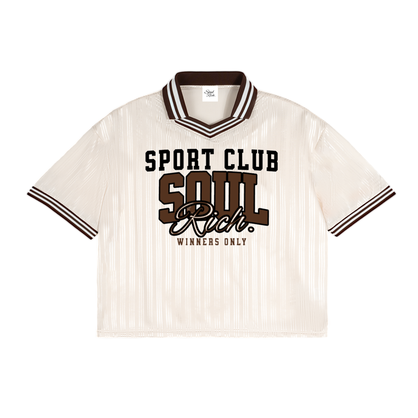 Soul Rich Sport Club “Contrast Stripes Brown Polo Collar T-Shirt” Limited Edition