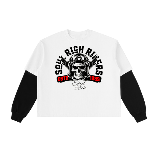 SOUL RICH “Legends Don’t Die,They Ride” Layered Contrast Sleeve T-Shirt (Limited Edition)
