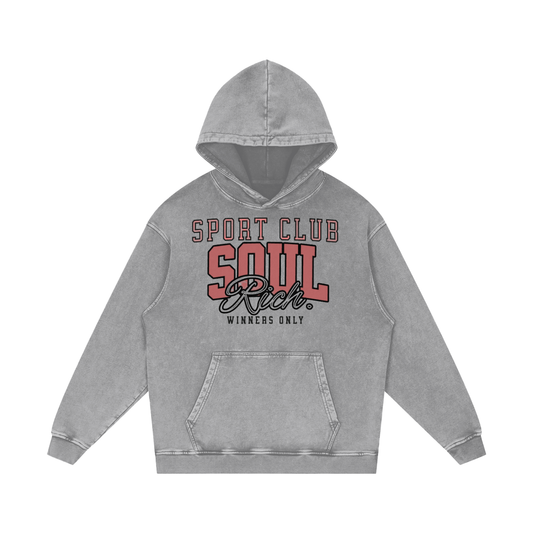SOUL RICH “Snow Washed Loose Cotton Vintage Hoodie” Limited Edition