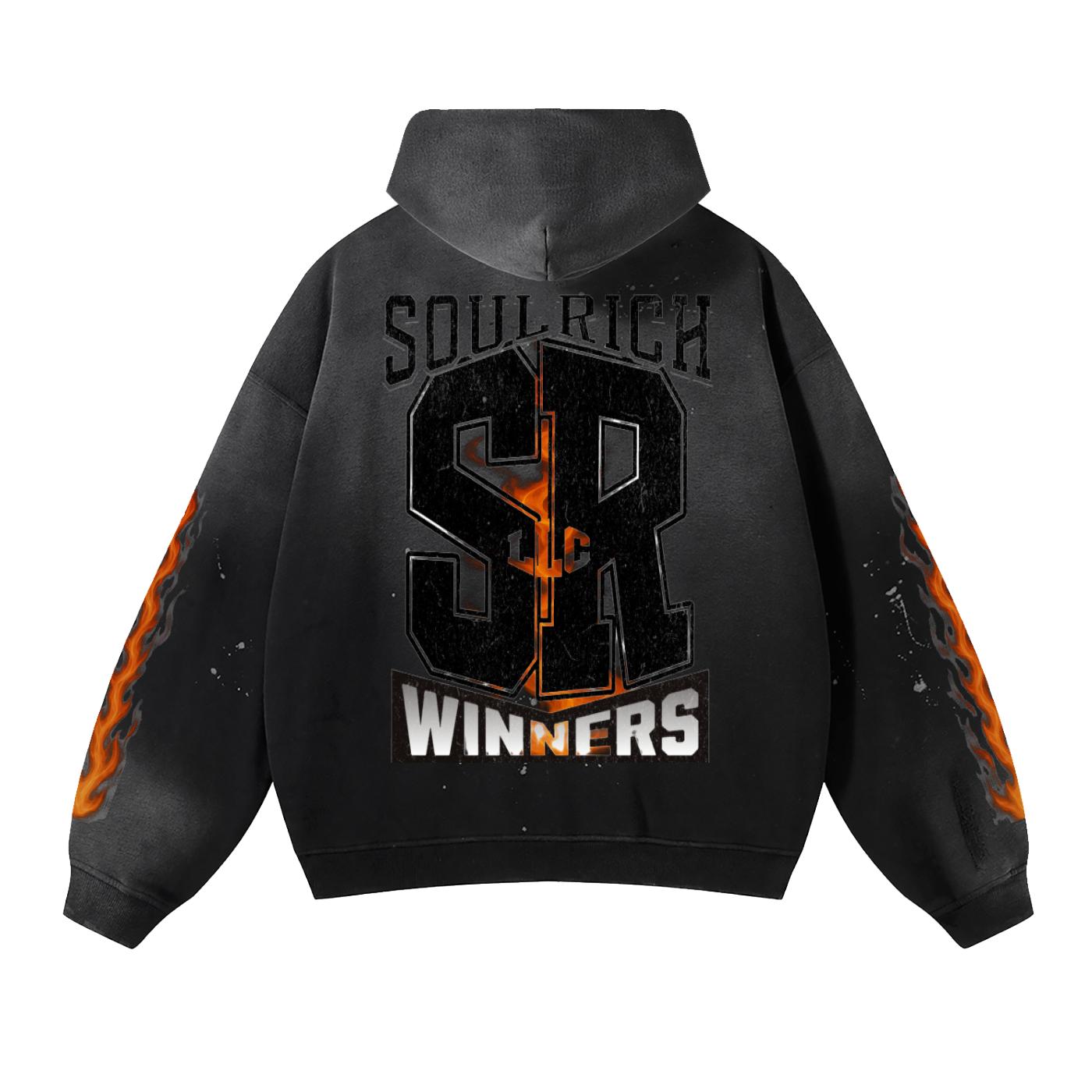 Soul Rich Riders “Black Vintage Washed Frayed Fleece Hoodie” Limited Edition