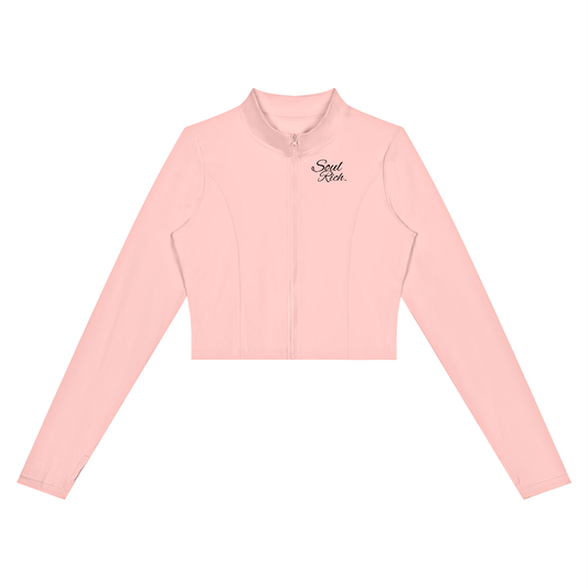 SOUL RICH Pink Women’s Cropped Yoga Jacket & Pants Set